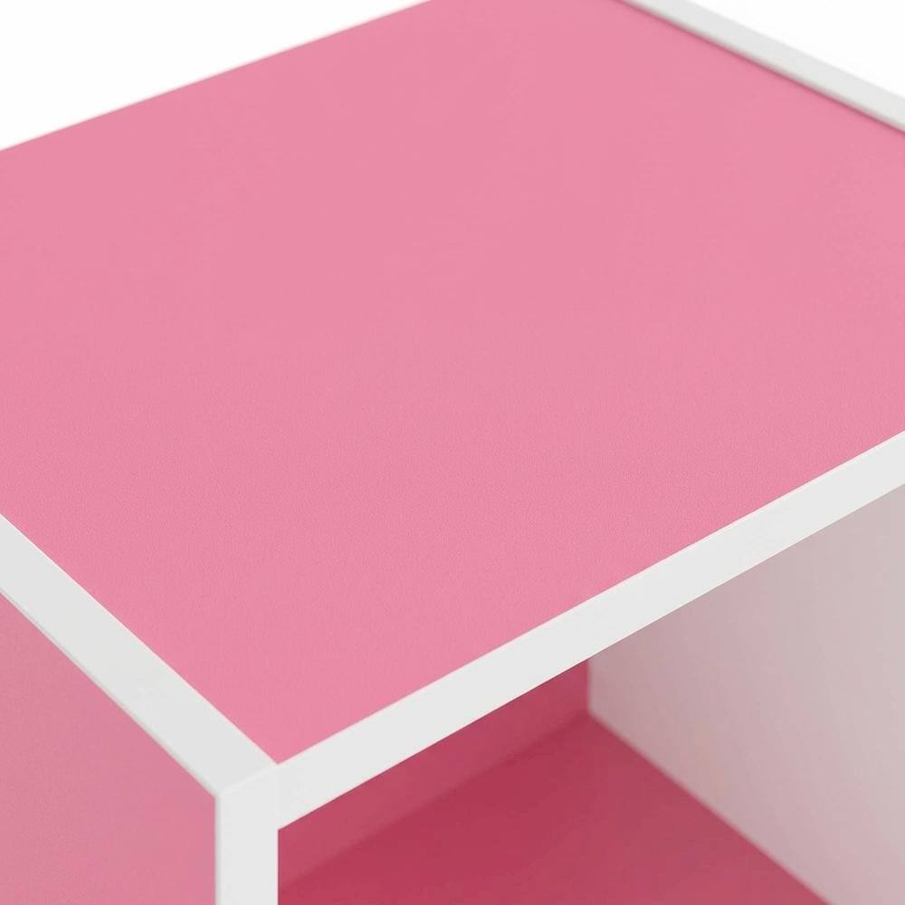Alt View 1. FurniFact - Wooden bookcase with open shelving for home storage - Pink/White.