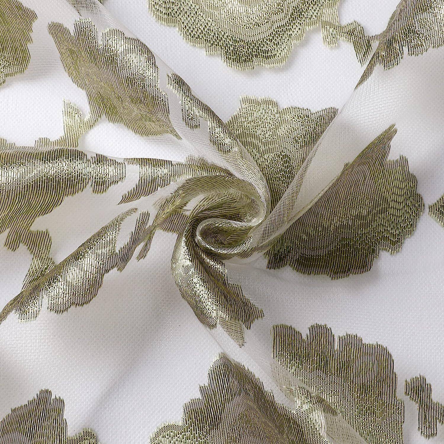 Left. Kate Aurora - Moroccan Accents by Kate Aurora 1 Piece Rod Pocket Clipped Elegant Sheer Curtain Panel - Sage Green - Sage Green.