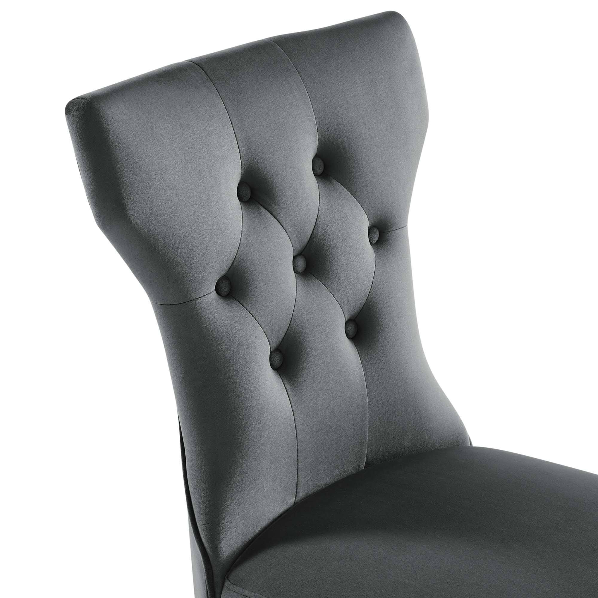 Alt View 5. Modway - Silhouette Performance Velvet Dining Chairs Set of 2 by Modway - Gray.