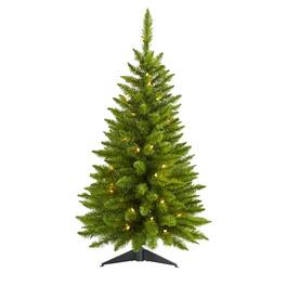 BreeBe - 3’ Providence Pine Xmas Tree in Pltr w/50 Lights and 114 Tps - Green
