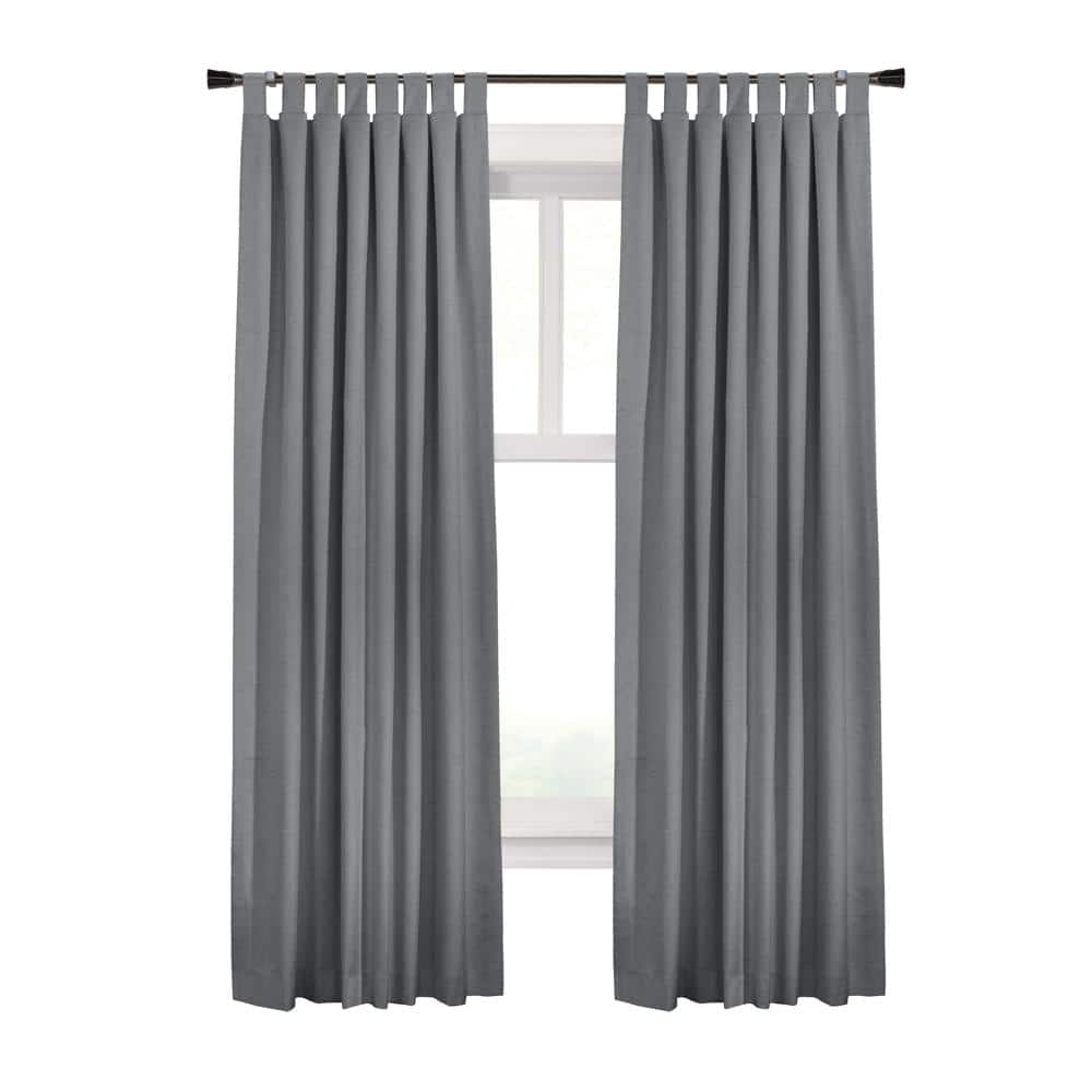Commonwealth Home Fashions - Thermaplus Ventura Blackout Window Treatment Tab Top Curtain Panel for Bedroom Livingroom 52" x 95" Dark Grey - Dark Gray