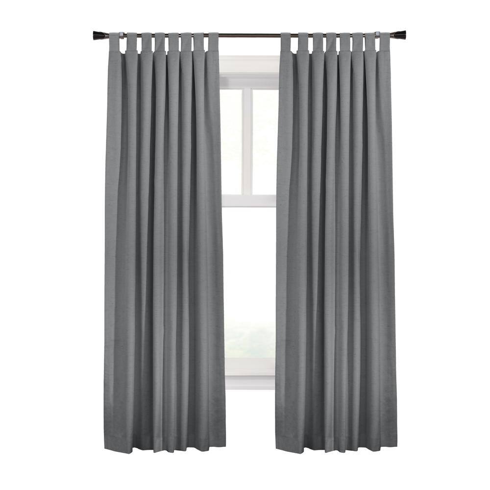 Front. Commonwealth Home Fashions - Thermaplus Ventura Blackout Window Treatment Tab Top Curtain Panel for Bedroom Livingroom 52" x 95" Dark Grey - Dark Grey.