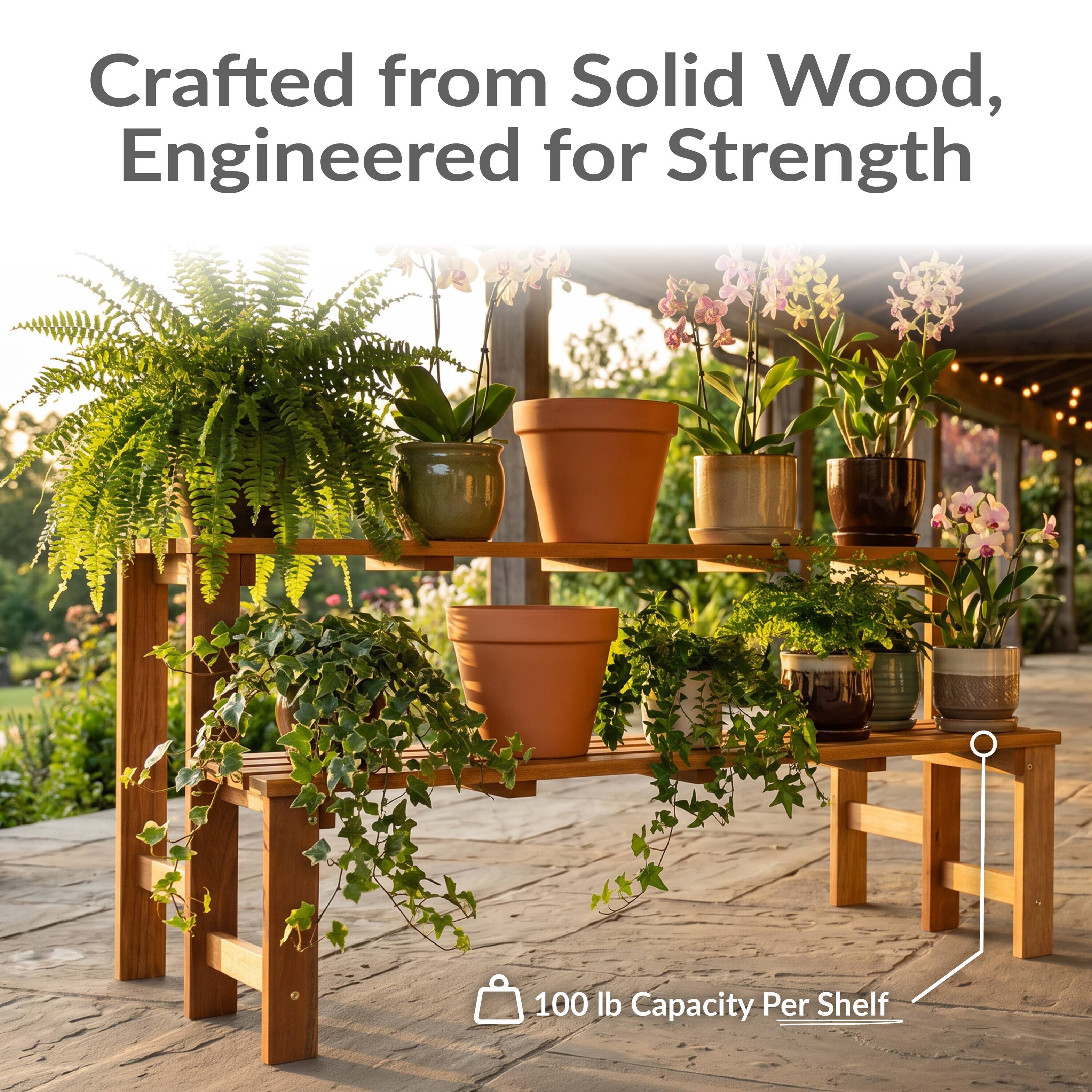 Crafted from Solid Wood, Engineered for Strength  
100 lb Capacity Per Shelf