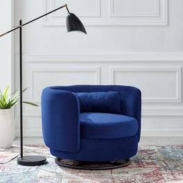 Relish Performance Velvet Swivel Chair by Modway - Black Navy