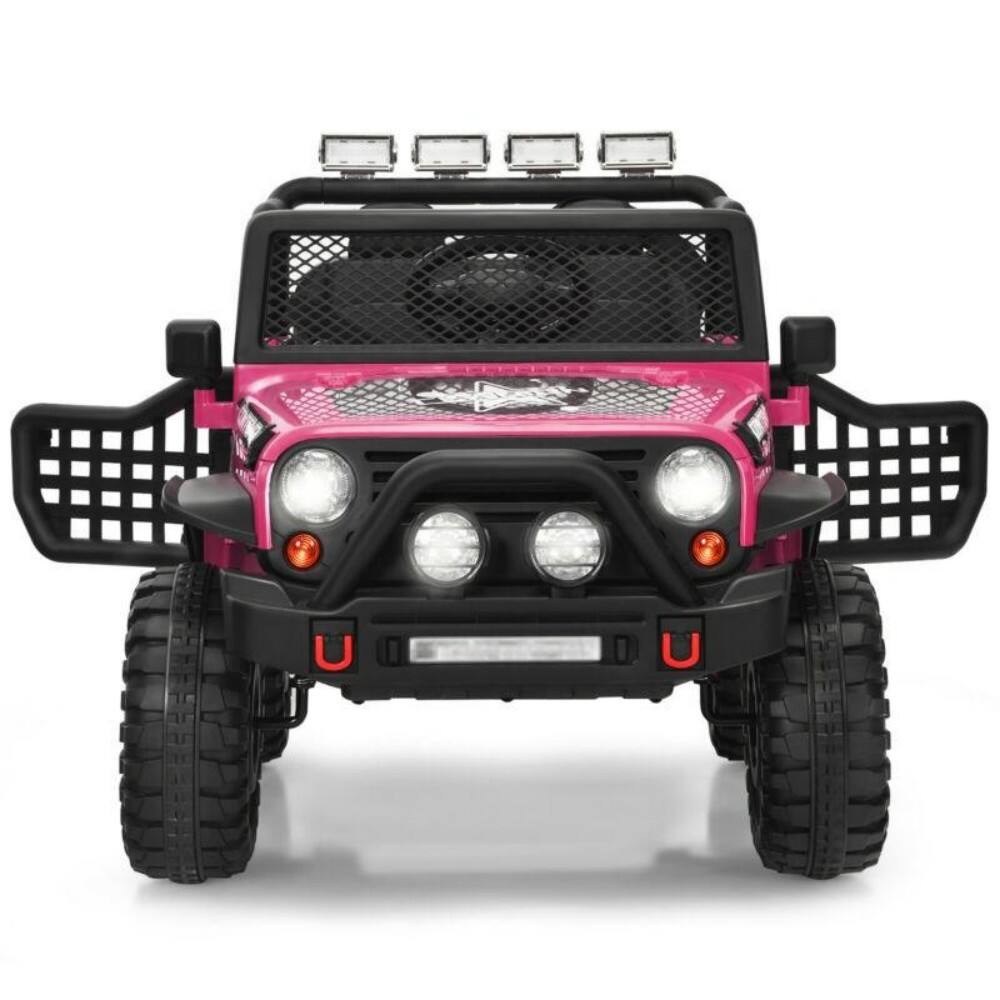 Front. HONGGE - 12V Electric Ride On Truck with Remote Control and Music - Pink.