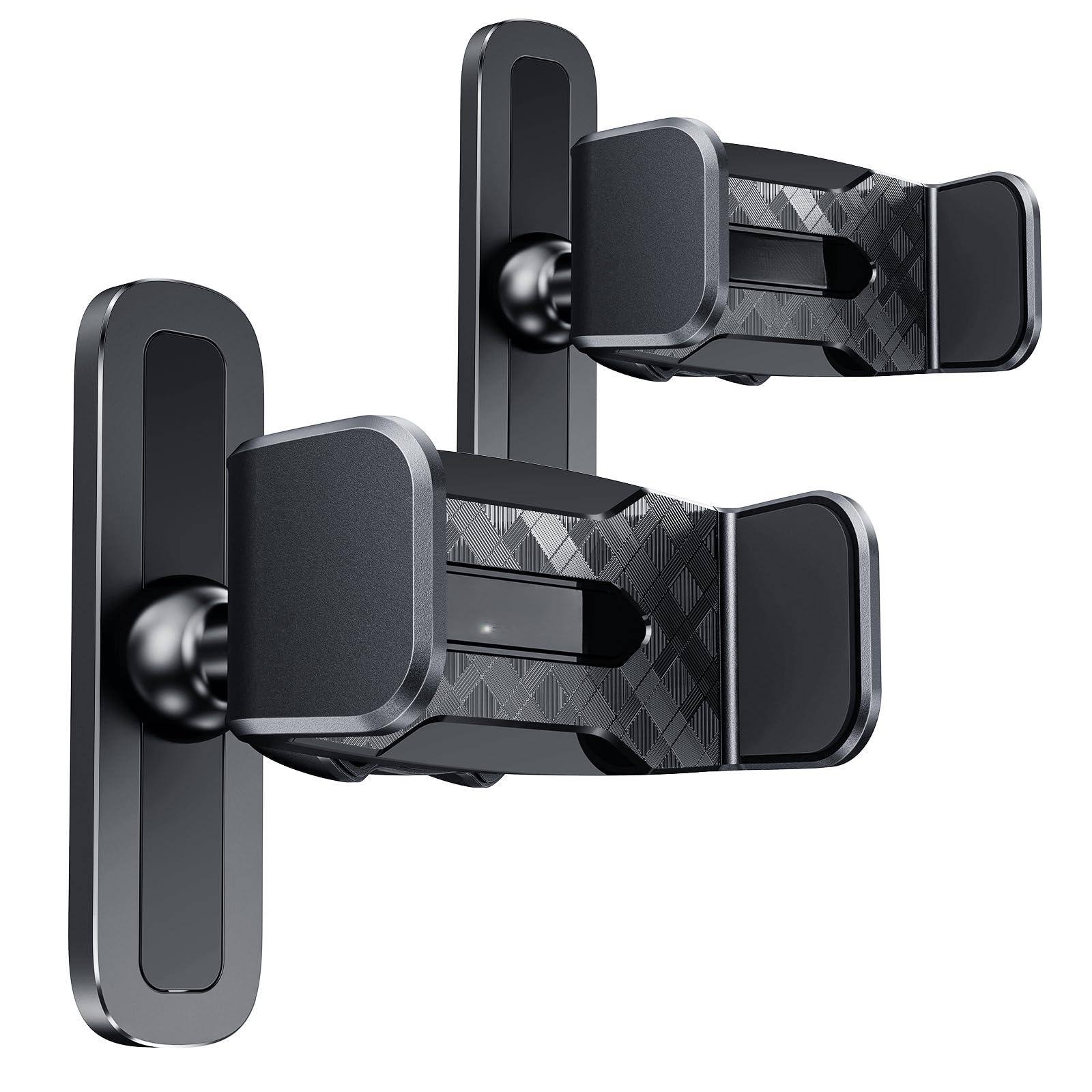 Front. TECH SAFARI - Gym Magnetic Phone Holder 360 Adjustable Compatible With 4.7-6.5" Smartphones Alloy Base And Joint Black - Black - 2 Pack.