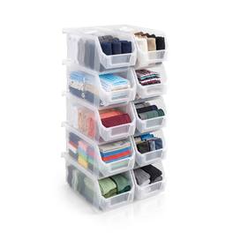 Sorbus - Medium Open Front Stackable Clothing Storage Bin – Closet & Wardrobe Organizer - Clear