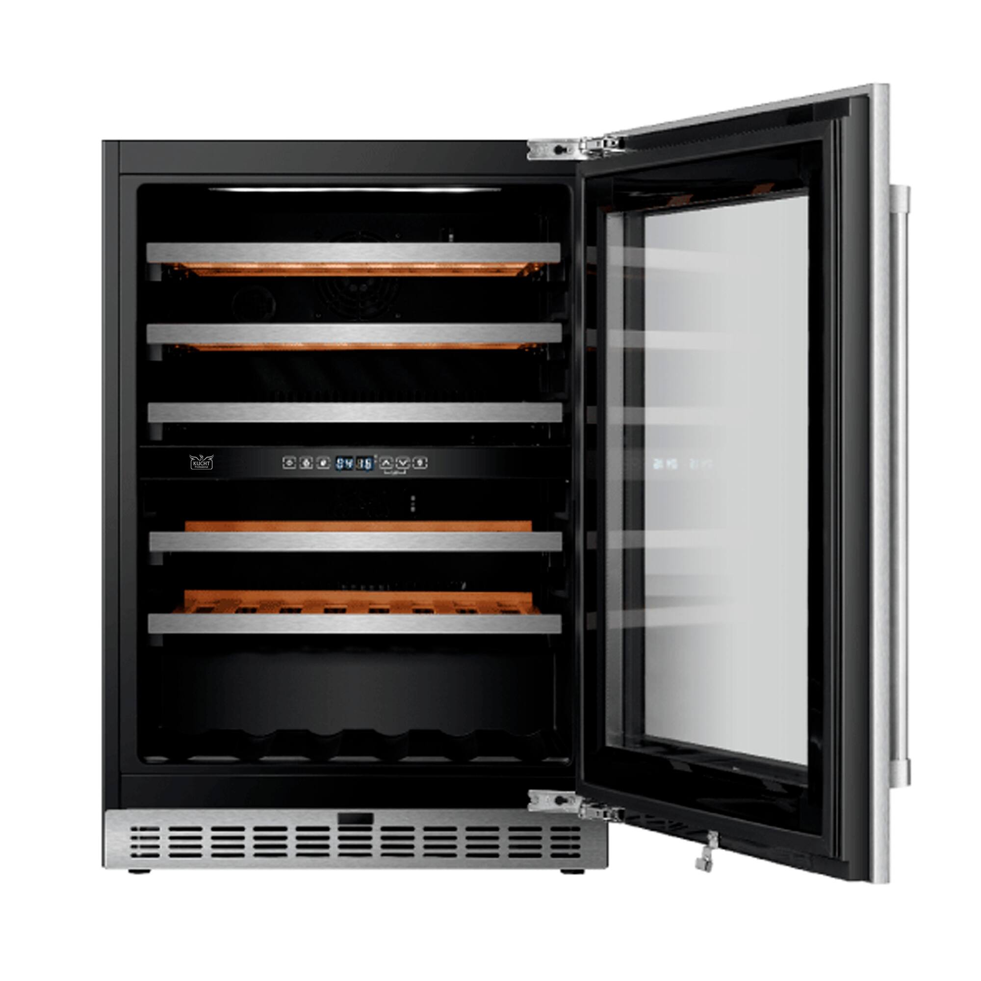 Angle. Kucht - 24 in. Dual Zone 52-Wine Bottles Wine Cooler in Stainless Steel - Stainless Steel.