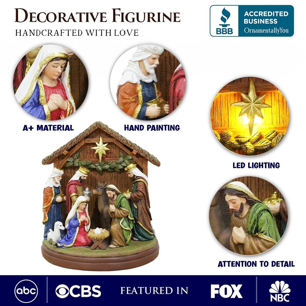 **Decorative Figurine**  
*Handcrafted with Love*

- A+ Material
- Hand Painting
- LED Lighting
- Attention to Detail

**Accredited Business**  
OrnamentallyYou

**Featured in**  
ABC | CBS | FOX | NBC