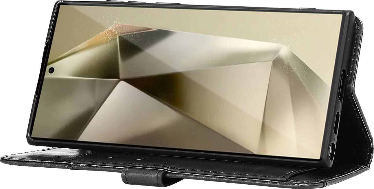 Alt View 15. SaharaCase - Genuine Leather Folio Wallet Case for Samsung Galaxy S24 Ultra - Black.