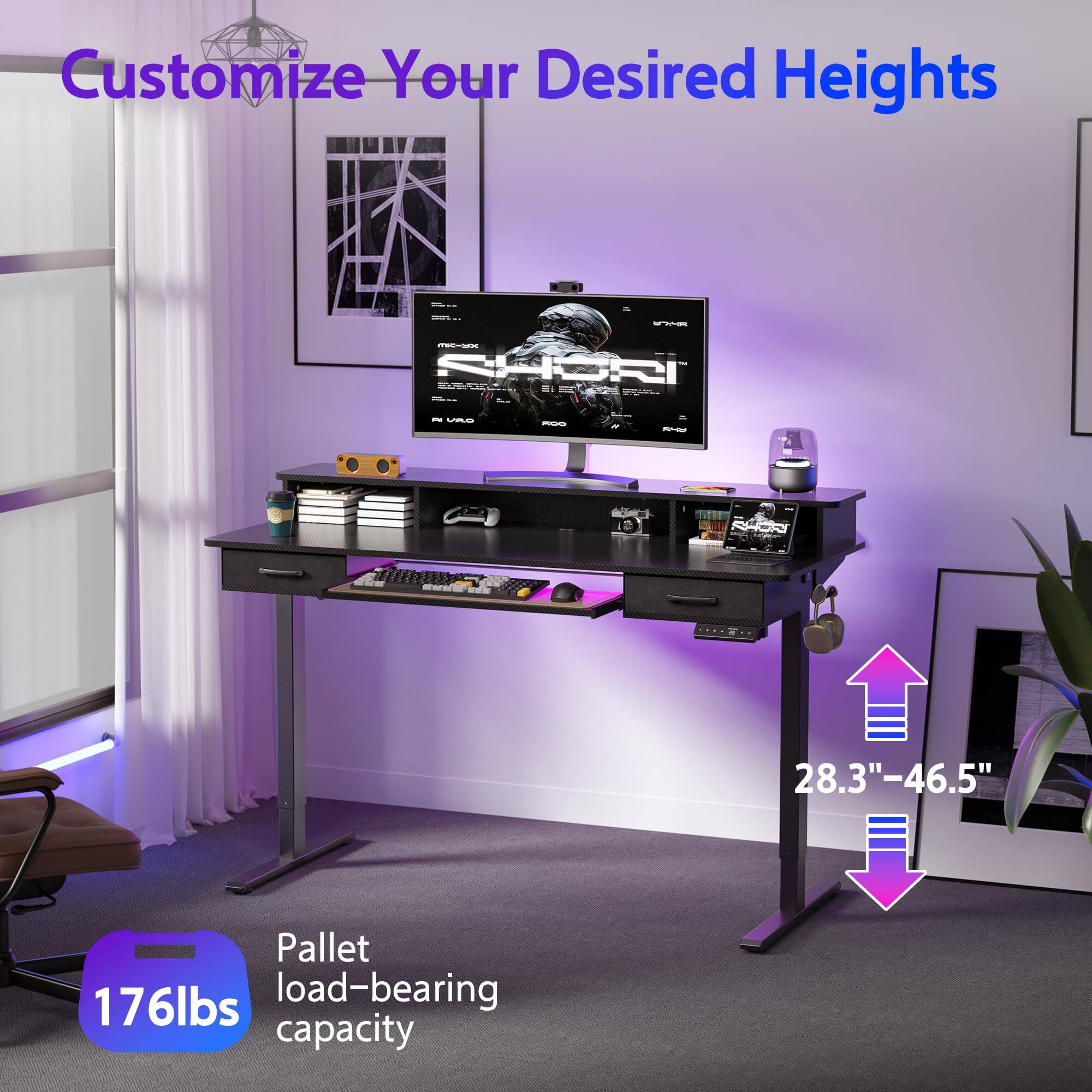 Customize Your Desired Heights

Pallet load-bearing capacity: 176lbs

Height range: 28.3" - 46.5"