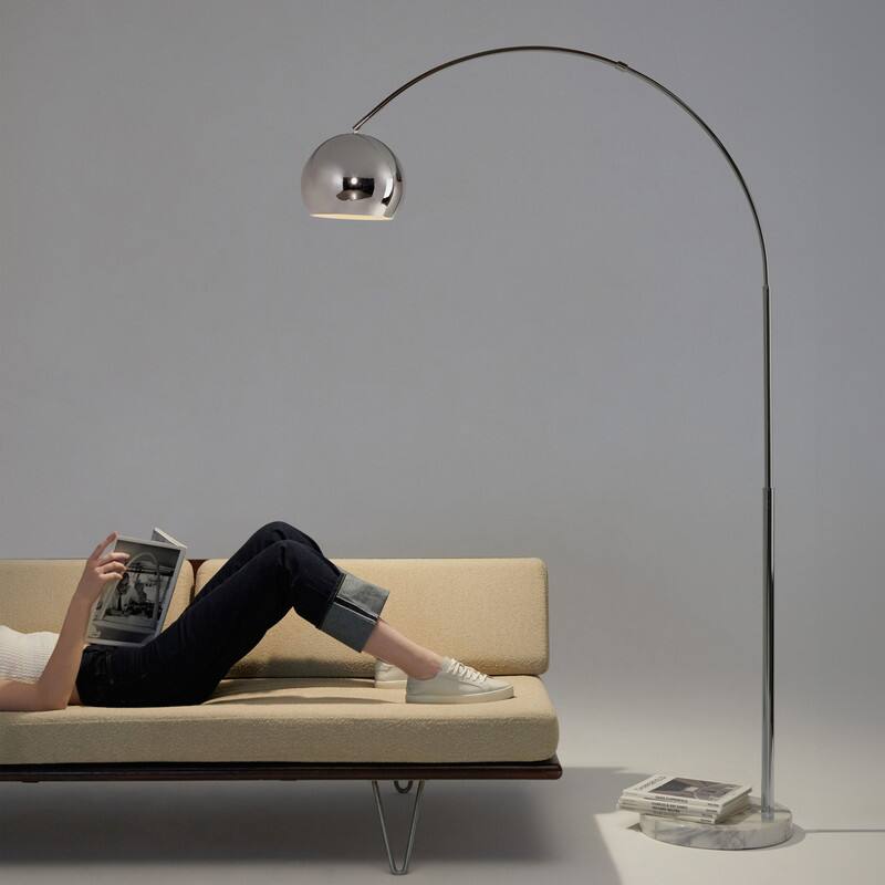Alt View 5. Brightech - Olivia LED Modern Contemporary Arc Super Bright Floor Lamp with Heavy Marble Base - Glossy Chrome.