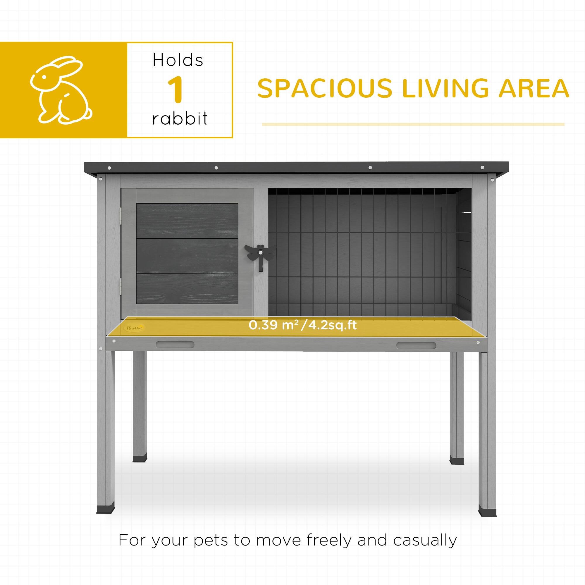 Holds 1 rabbit

SPACIOUS LIVING AREA

0.39 m² / 4.2 sq.ft

For your pets to move freely and casually