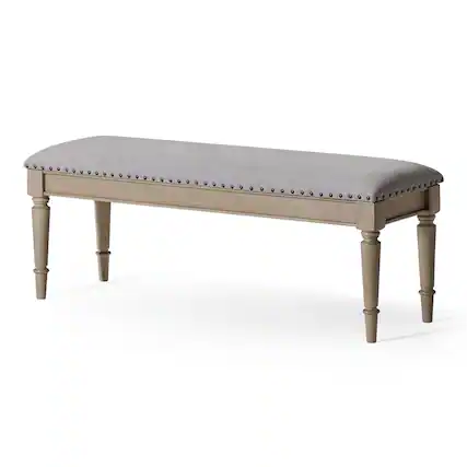 Front. Maven Lane - Maven Lane Elizabeth Traditional Upholstered Wooden Bench, Antiqued Grey Finish - Antiqued Grey.
