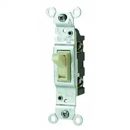 Leviton - 15-Amp, 120 Volt Toggle Single-Pole AC Quiet Switch, Residential Grade, Non-Grounding, Model 1451-ICP - Ivory