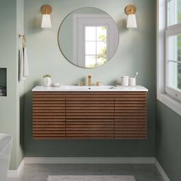 Render 48" Wall-Mount Bathroom Vanity Basin Included by Modway - Walnut White