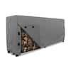 Front. KHOMO GEAR - Heavy-Duty 8ft Firewood Log Rack Cover, Waterproof Outdoor Wood Storage Protector, Fade & Weather Resistant - Grey.