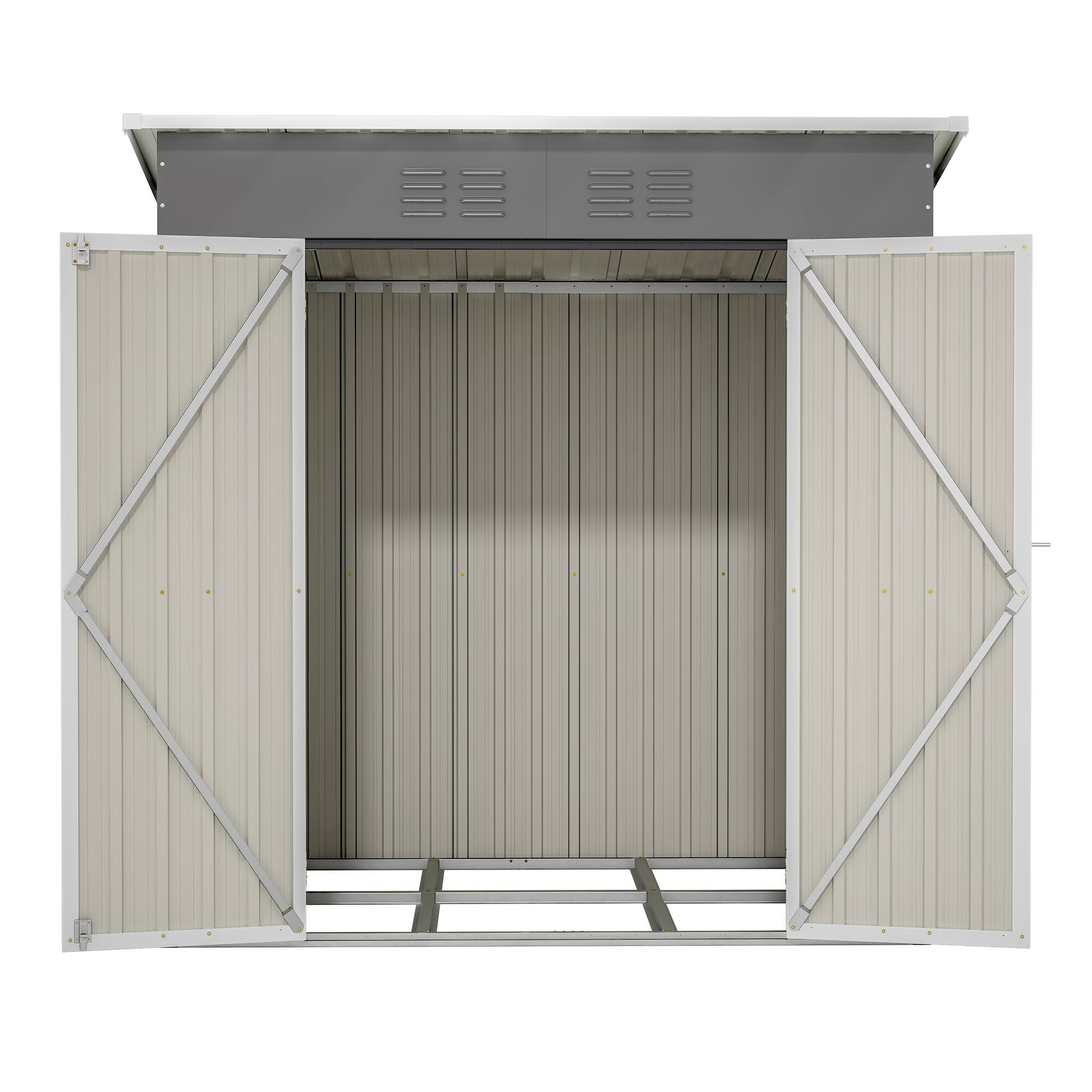 Alt View 8. Mondawe - 6x4 FT Outdoor Metal Storage Shed With Lockable Door and Floor Frame - Gray.