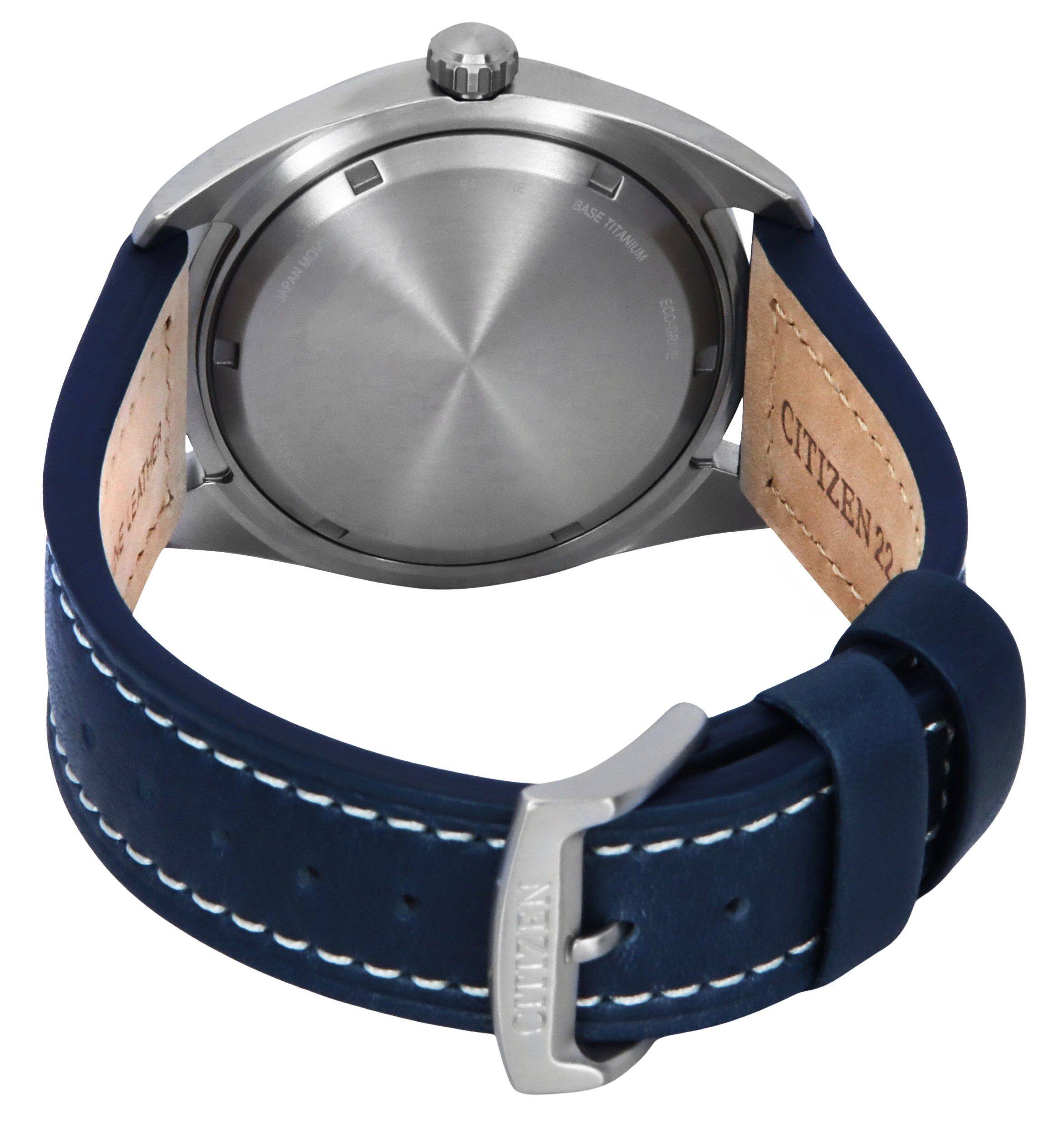 Citizen Eco Drive Super Titanium Blue Leather Strap Blue Dial