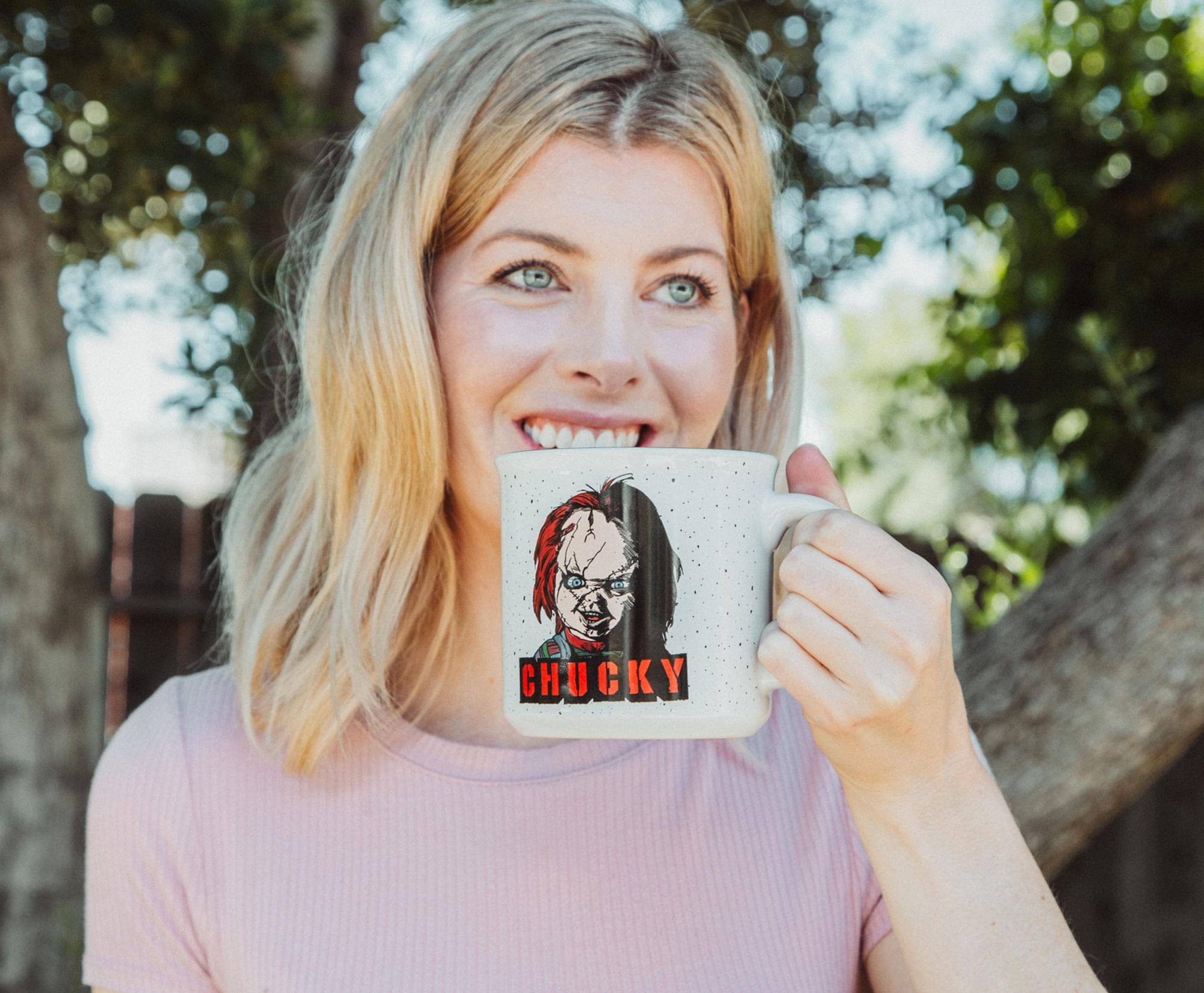 Alt View 2. Silver Buffalo - Child's Play Chucky Ceramic Camper Mug | Holds 20 Ounces - Red.