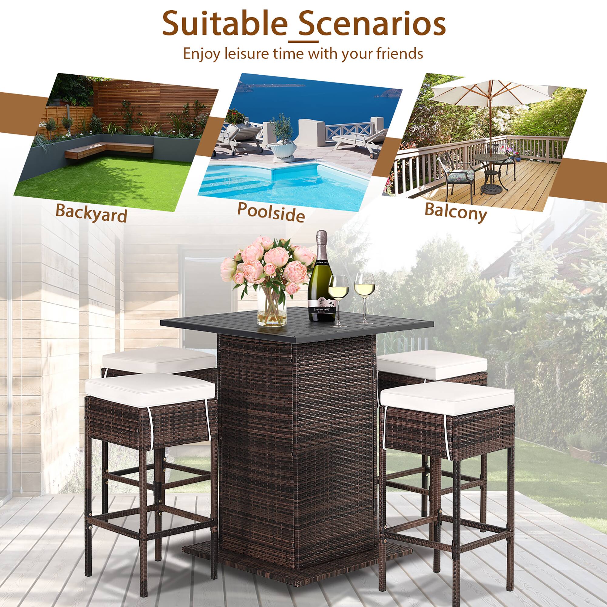 Suitable Scenarios  
Enjoy leisure time with your friends  

Backyard  
Poolside  
Balcony