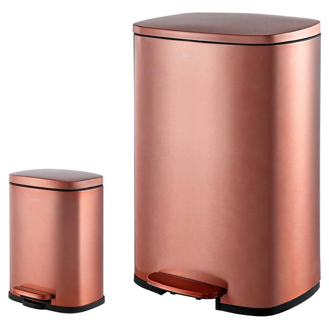 Hivvago - Set of 2 - Step-on Trash Can - 13-Gallon and 1.3-Gallon - Copper Gold