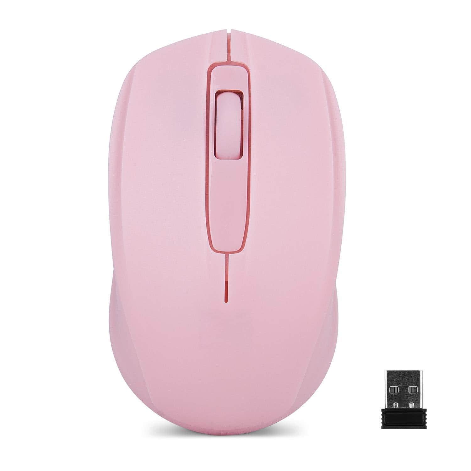 Cedar Assembly - Wireless Noiseless Mouse Portable Computer Mice For Pc Laptop Windows Office Included Usb Dongle new) - Wireless - Pink
