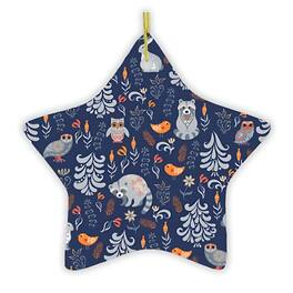 OrnamentallyYou - Autumn Forest Scandinavian Forest Ornament Star Version - Multi-colored