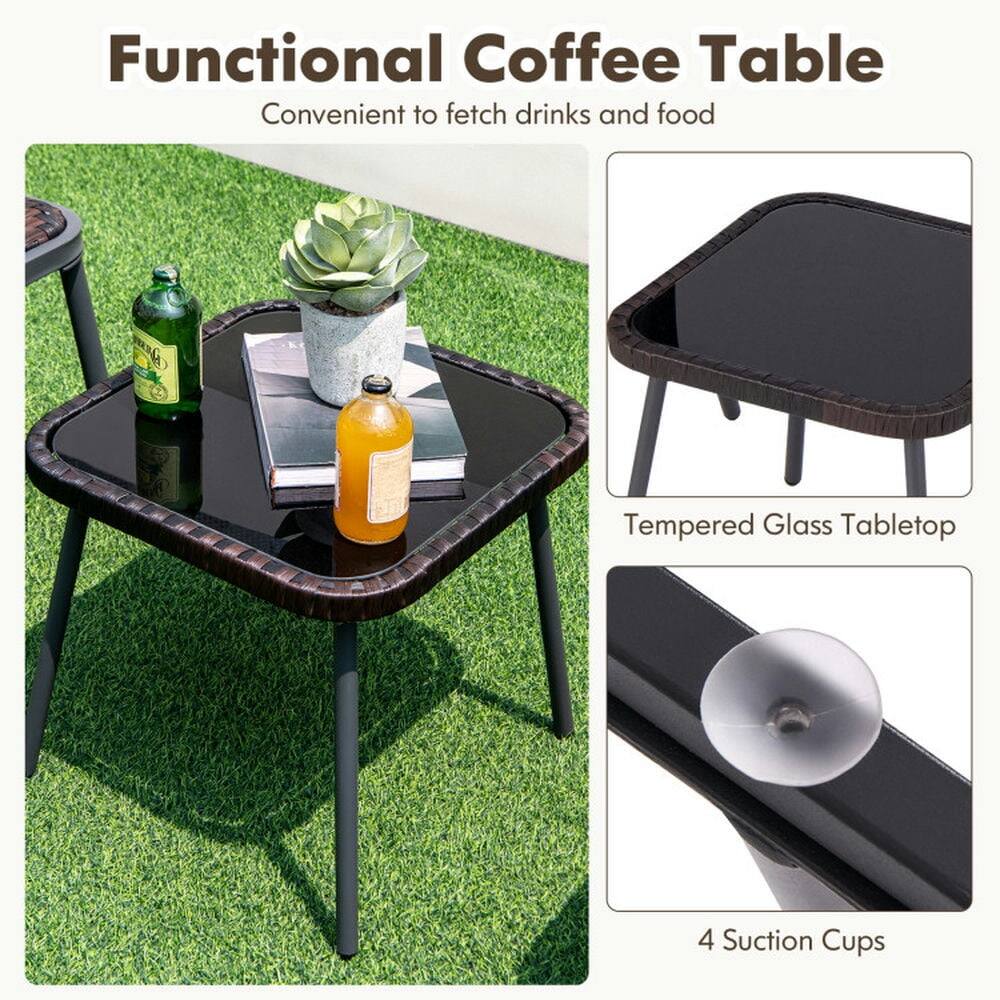Functional Coffee Table  
Convenient to fetch drinks and food  

Tempered Glass Tabletop  
4 Suction Cups