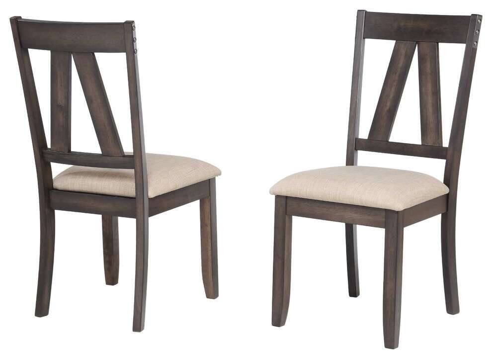 Kings Brand Furniture Rustic Style Set of Two Dining Chairs Brown/Gray ...