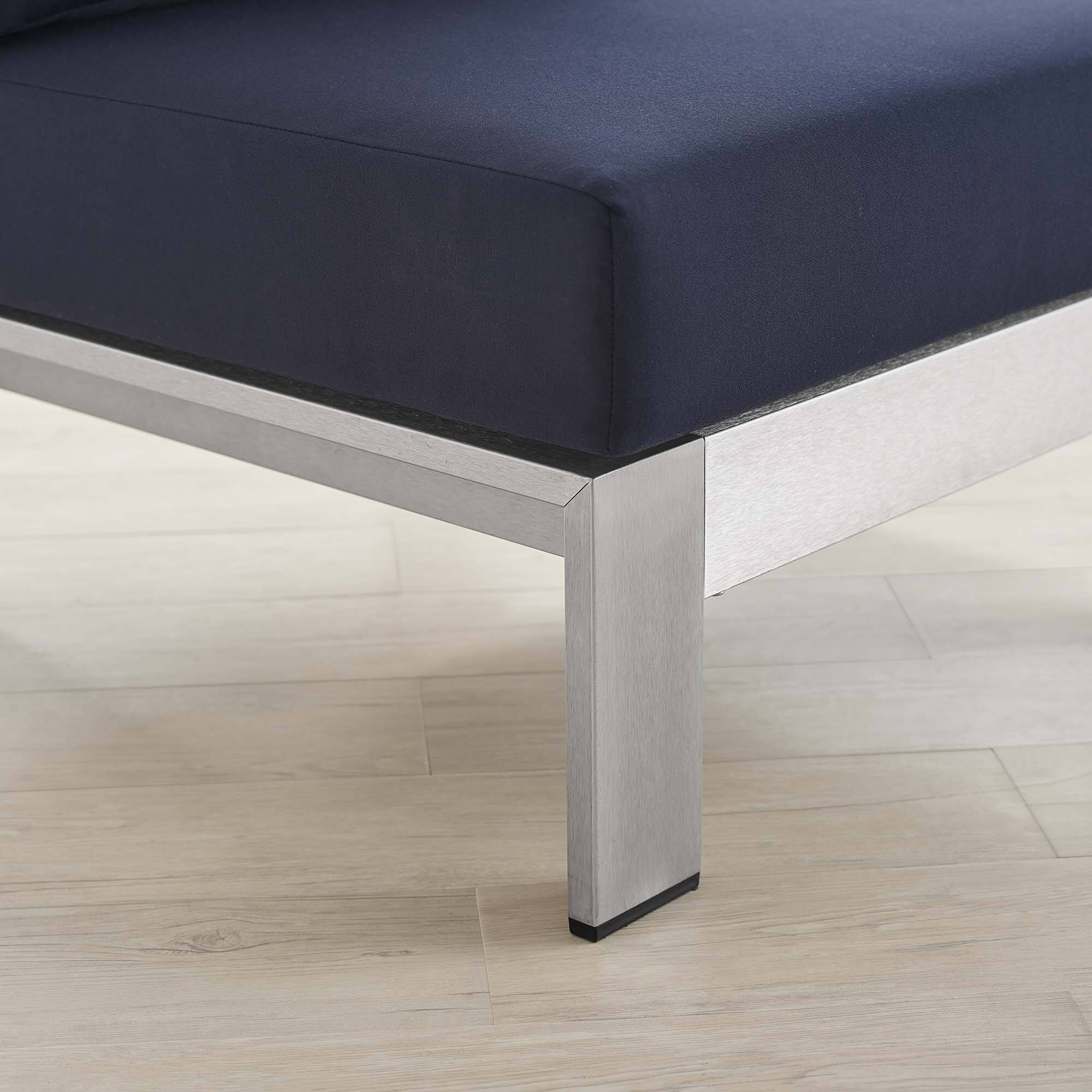 Left. Modway - Shore Sunbrella® Fabric Aluminum Outdoor Patio Armless Chair by Modway - Silver Navy.