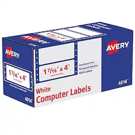 Avery - Pin-Fed Address Labels, 1-7/16" x 4", 5,000 Labels/Pack - White