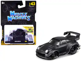 RWB 993 911 Matt Black 1/64 Diecast Model Car by Muscle Machines - Matte Black