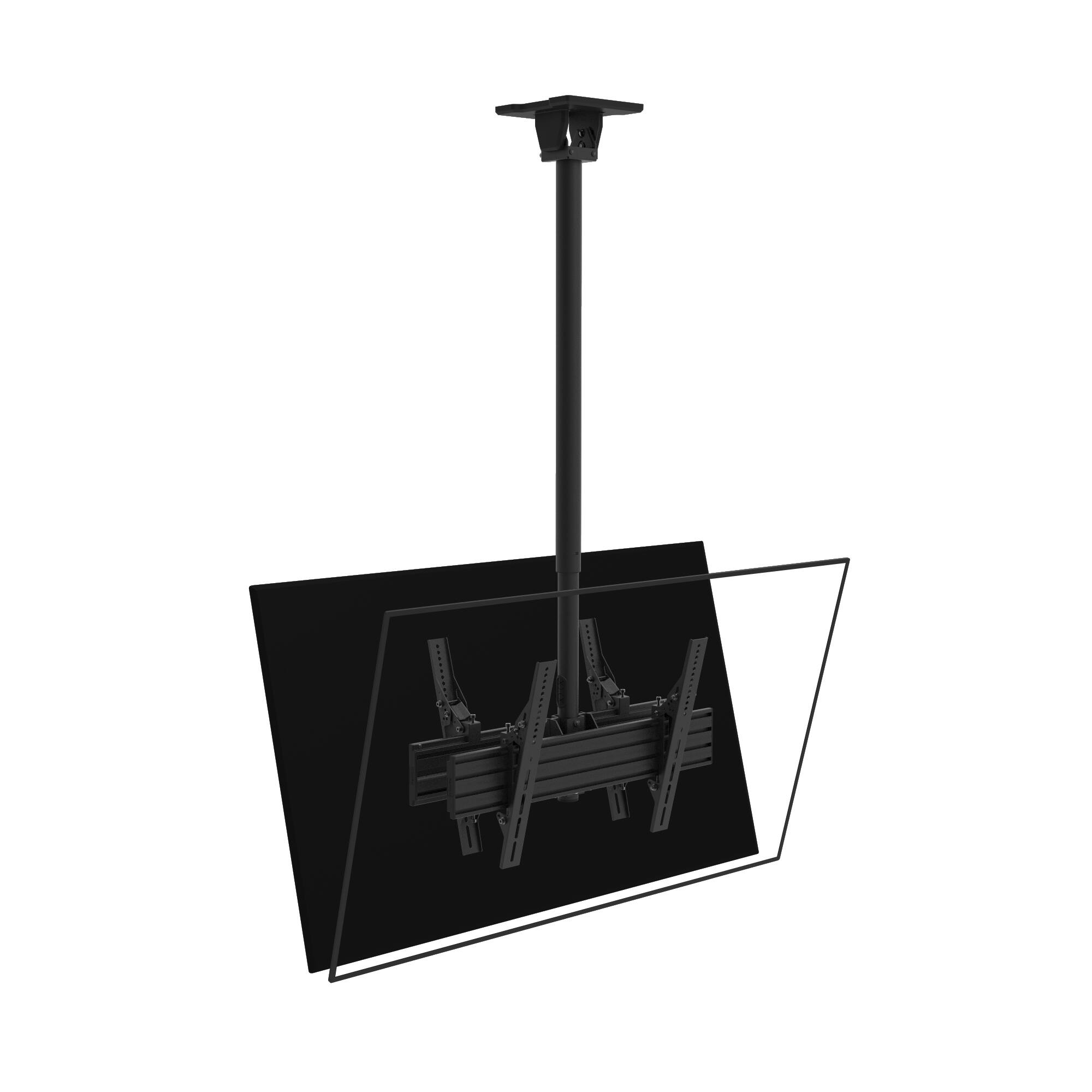 Angle. Kanto - Back-to-Back Dual Screen TV Ceiling Mount for 40” to 80” TVs - Black.
