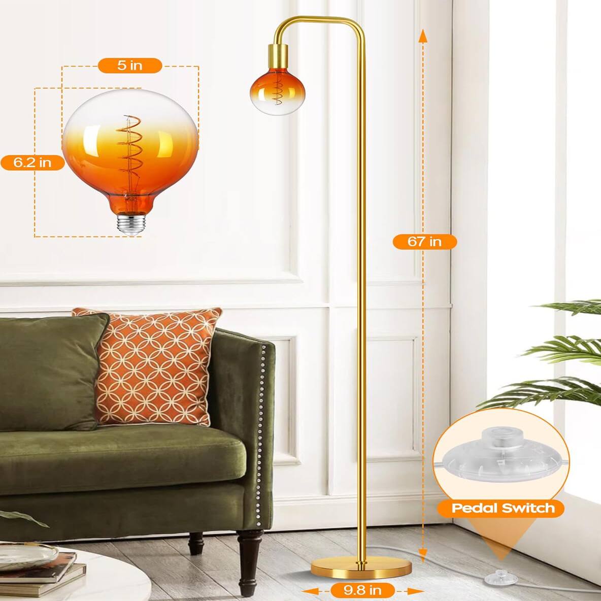 5 in  
6.2 in  
67 in  
Pedal Switch  
9.8 in