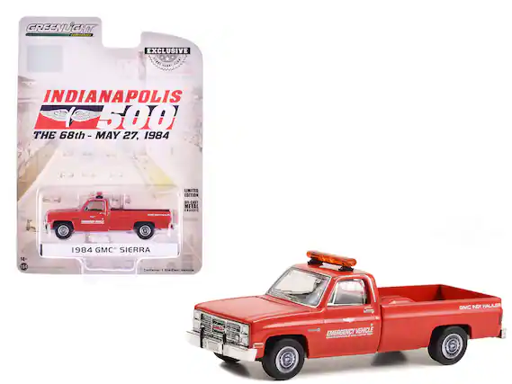 GREENLiGHT
collectibles
EXCLUSIVE
LIMITED EDITION
DIE-CAST METAL CHASSIS
INDIANAPOLIS 500
THE 68th - MAY 27, 1984
1984 GMC SIERRA
GMC INDY HAULER
EMERGENCY VEHICLE
Contains: 1 Die-Cast Vehicle
14+
1:64
GMC INDY HAULER
EMERGENCY VEHICLE
INDIANAPOLIS 500