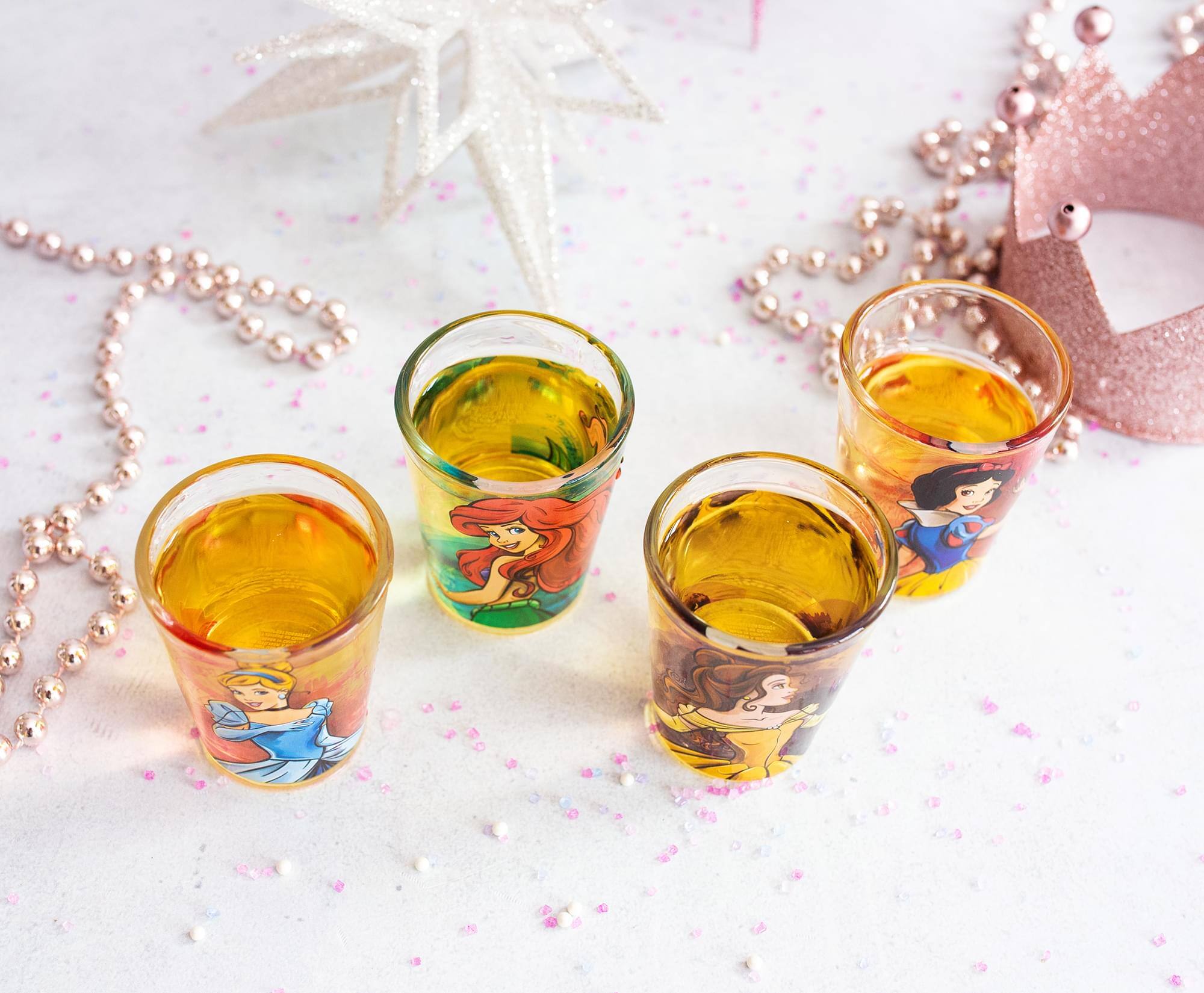 Alt View 3. Silver Buffalo - Disney Princess Portraits 2-Ounce Mini Shot Glasses | Set of 4 - Yellow.