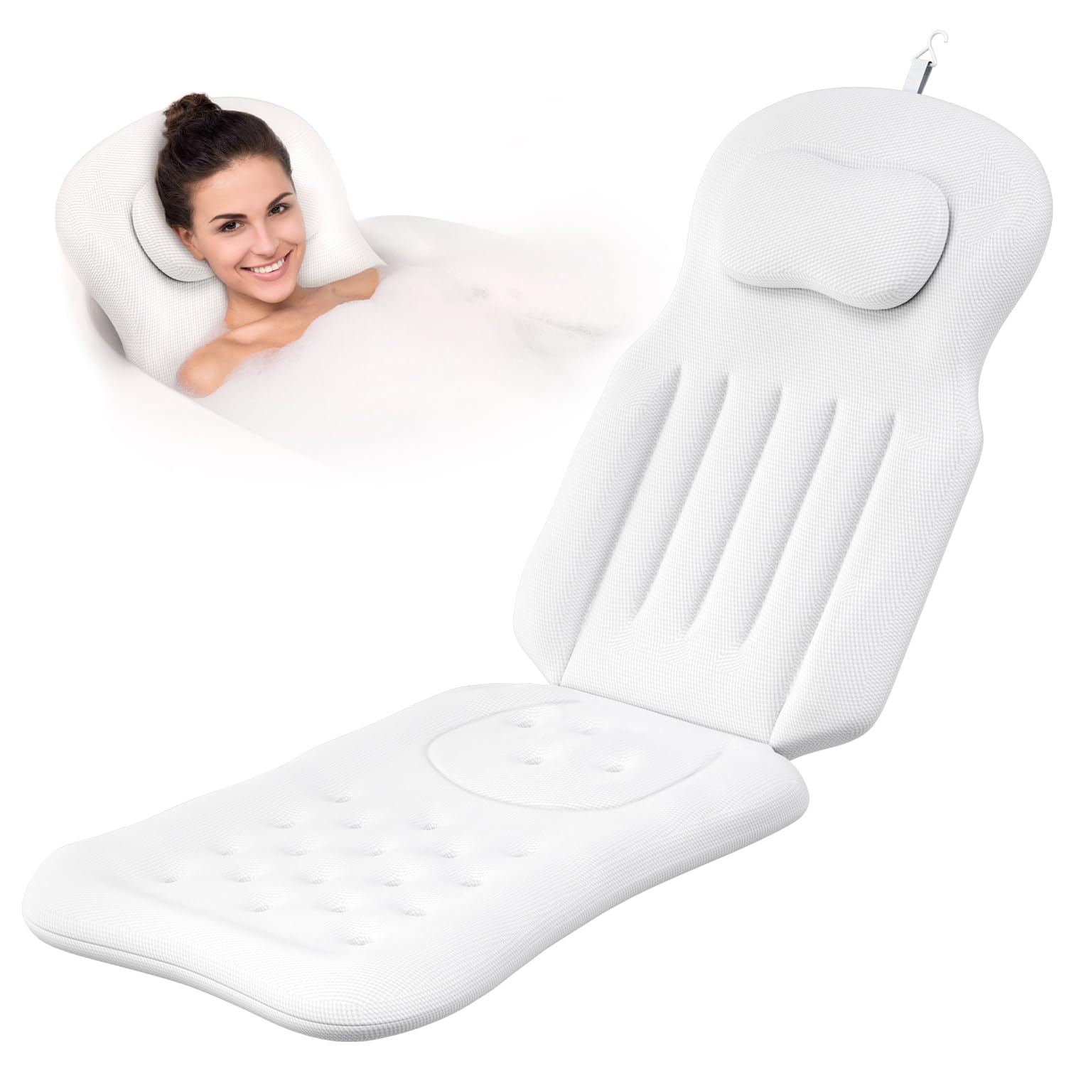 Front. Fabibe - Full Body Bath Pillow For Bathtub Spa Pillows Tub Neck Head Shoulder And Support With Non-slip Suction Cups/4d Air - Default.