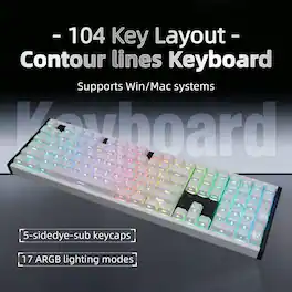 Loheer - Contour Lines 104-Key Mechanical Keyboard, Full-Size Wired, Hot-Swappable, 17 ARGB, VIA/OMK - White