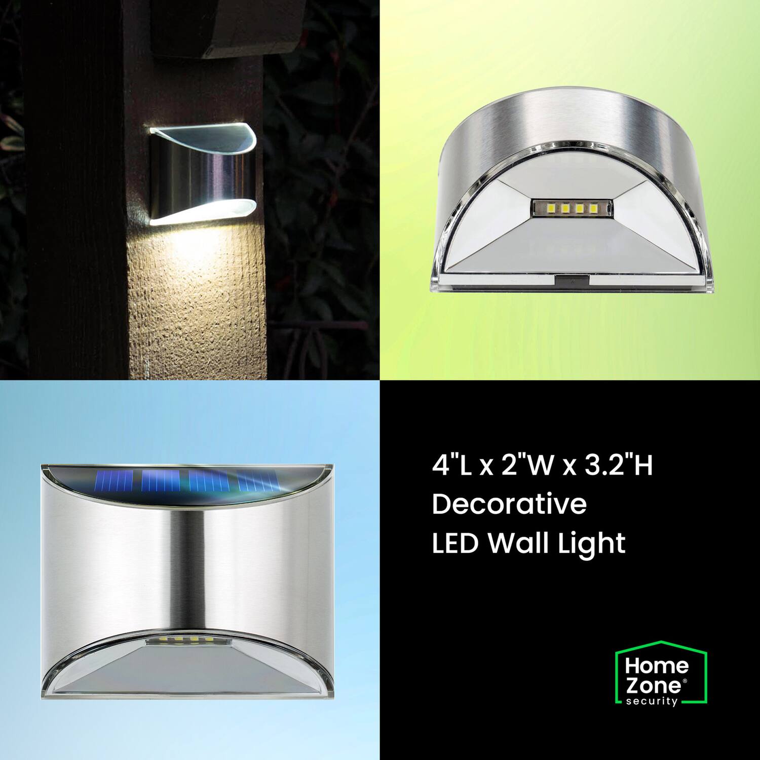 4"L x 2"W x 3.2"H Decorative LED Wall Light  
Home Zone security