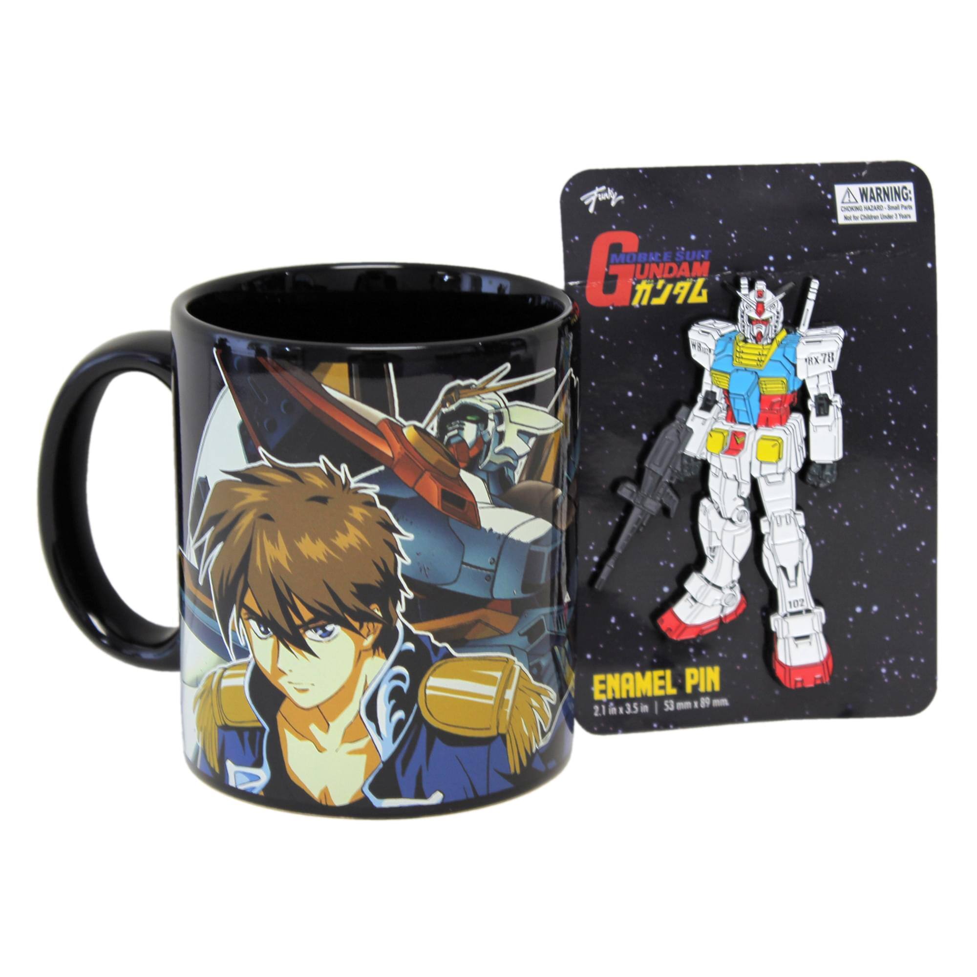Just Funky Gundam Wing Pilot 11oz Coffee Mug with Enamel Pin Black