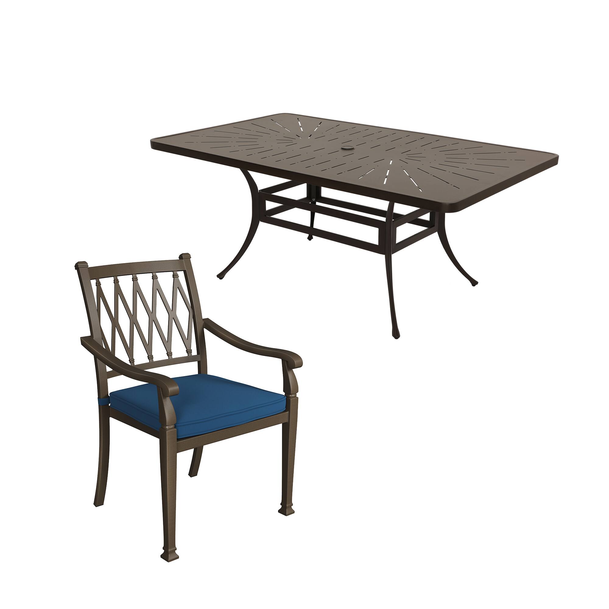 Alt View 7. Mondawe - 8 - Person Rectangular Outdoor Dining Set with Cushions - Black+Blue.