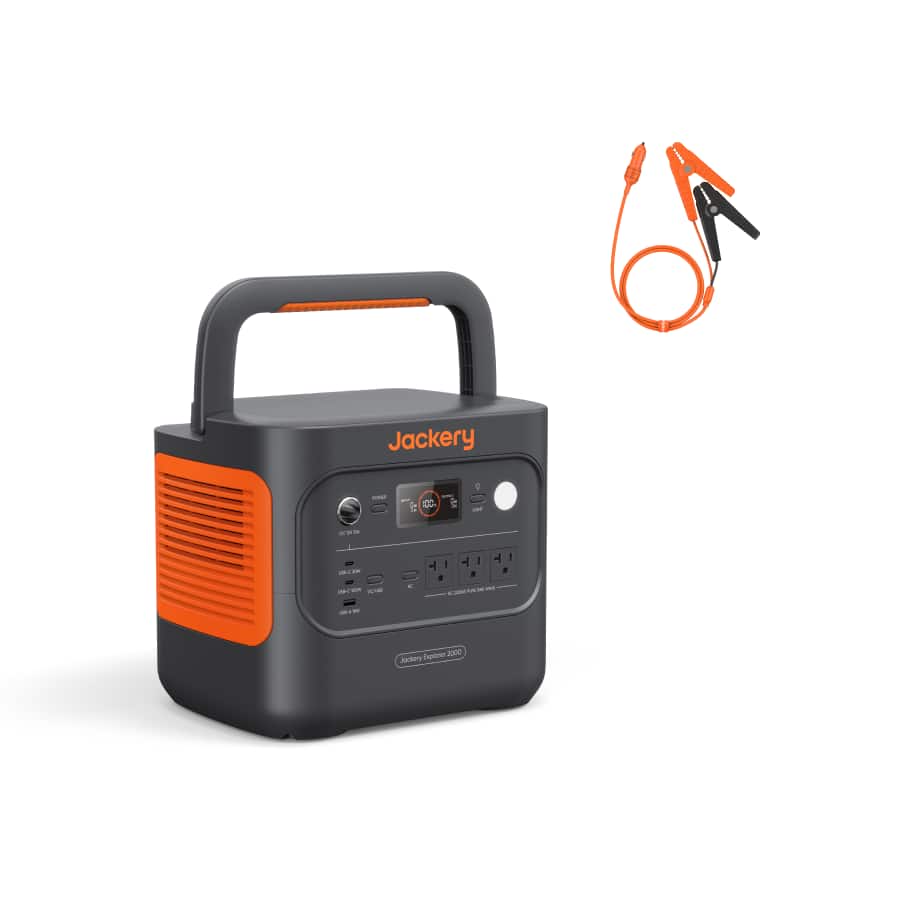 Jackery - E2000AC 2034Wh LiFePO4 Power Station with 12V Cable, 2200W Generator Camping/RV (Shipped Separately) (2034 Wh Capacity)
