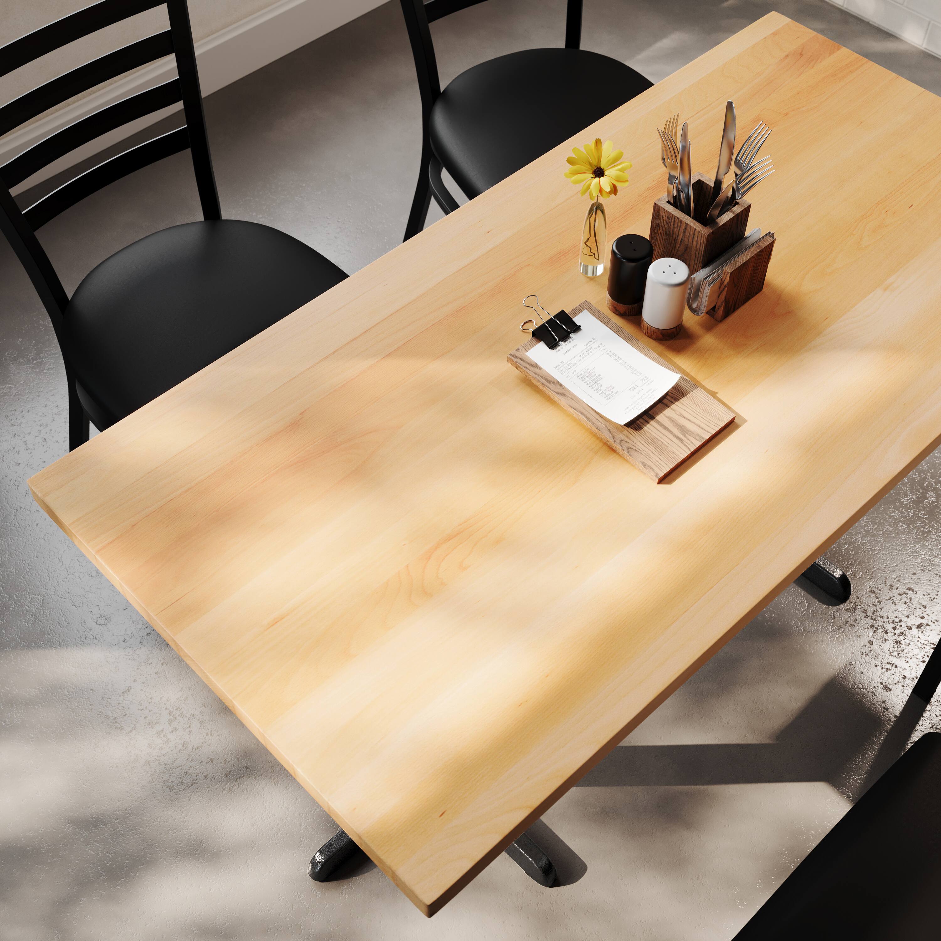 Alt View 3. Flash Furniture - Bennett 30" x 60" Solid Wood Commercial Indoor Tabletop in Natural with 22" x 22" Dining Height Rust-Resistant Black Cas - Natural.