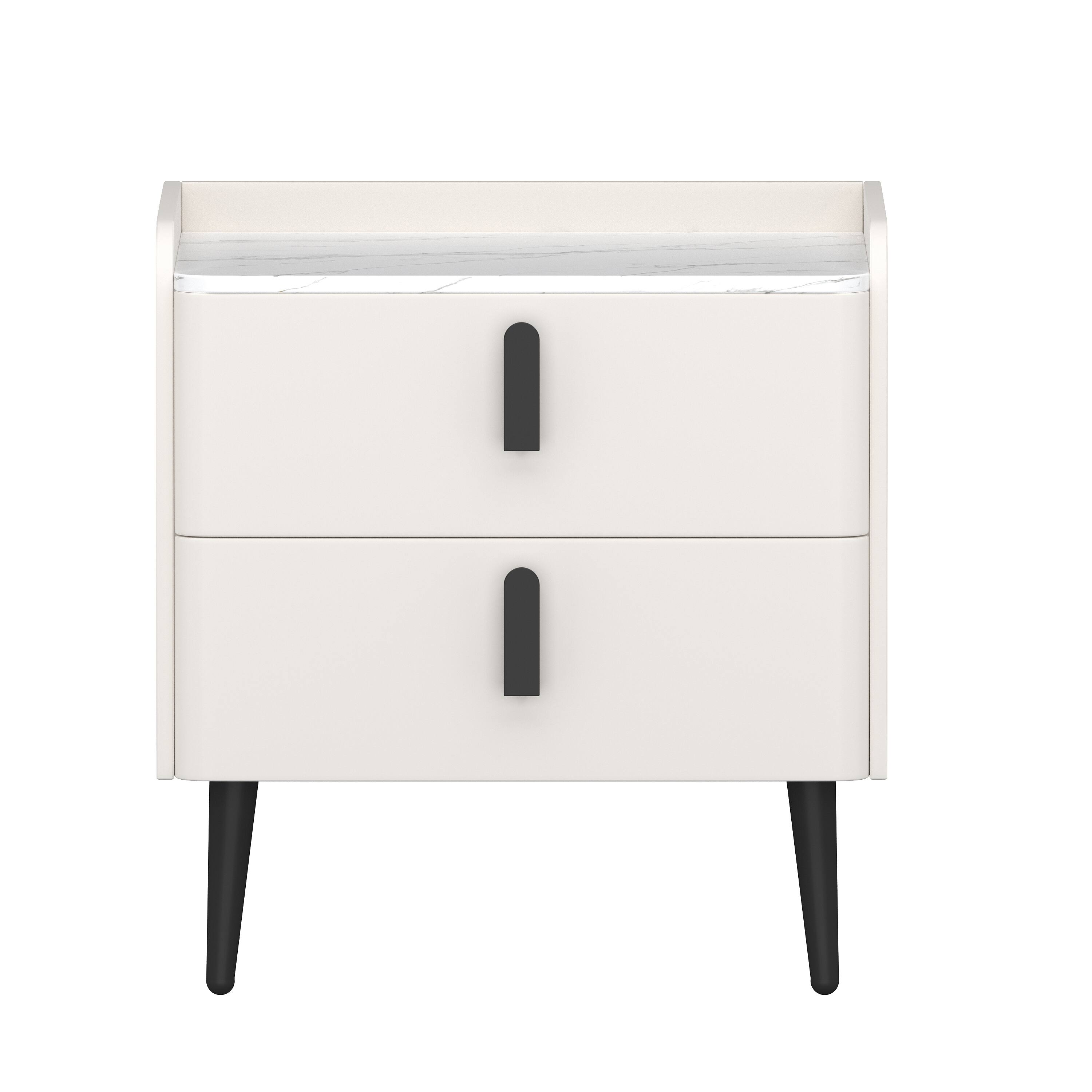 Alt View 5. Spaco - Spaco Nightstands Set of 2, Night Stand with 2 Drawers and Marble-Pattern Tabletop for Bedroom, Living Room - White.