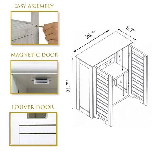 EASY ASSEMBLY  
MAGNETIC DOOR  
LOUVER DOOR  

20.5"  
8.7"  
18.10"  
10.12"  
21.7"  
9"