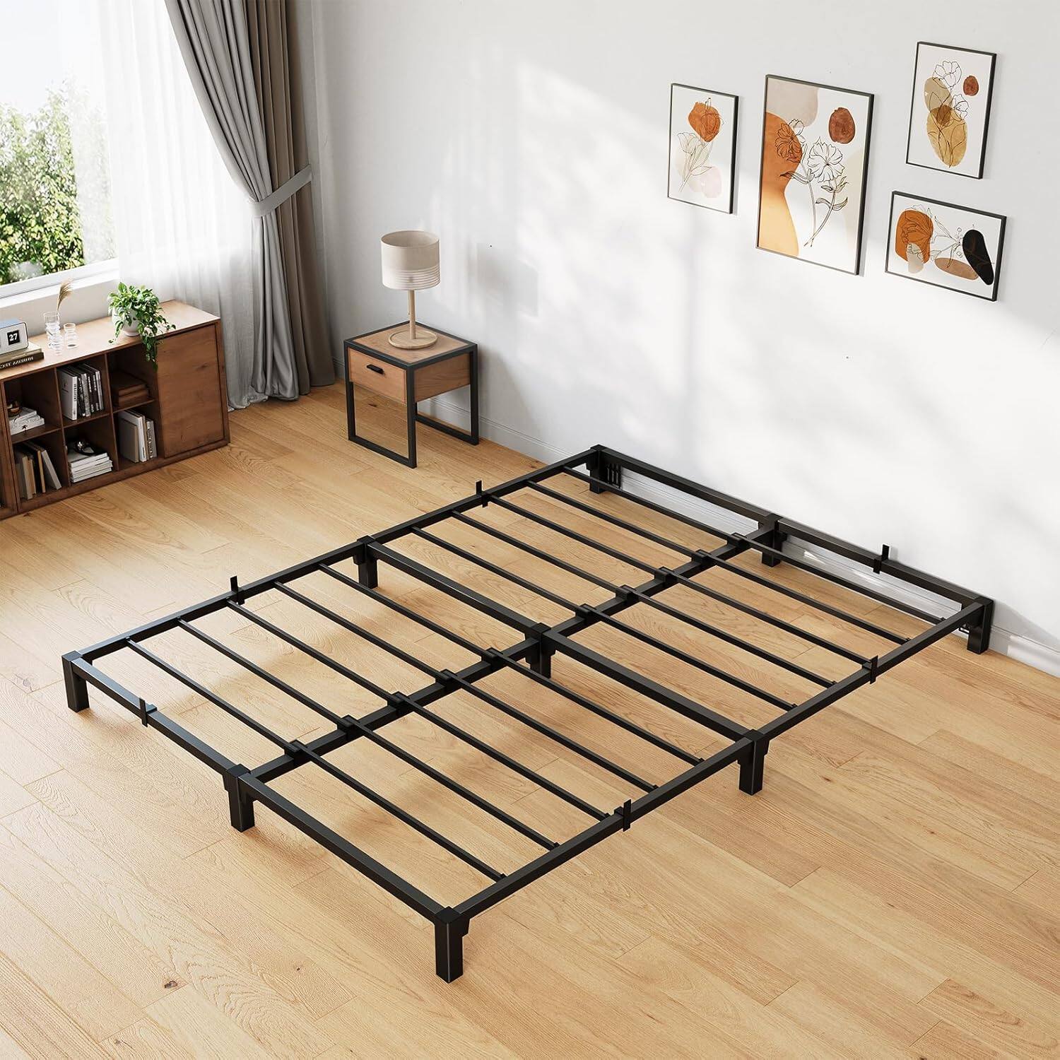 Alt View 4. Homhougo - 6 in Full Bed Frame, Heavy Duty Metal Platform Bed Frame with Durable Iron Slat Support and Legs, No Box Spring - 6 Inch.