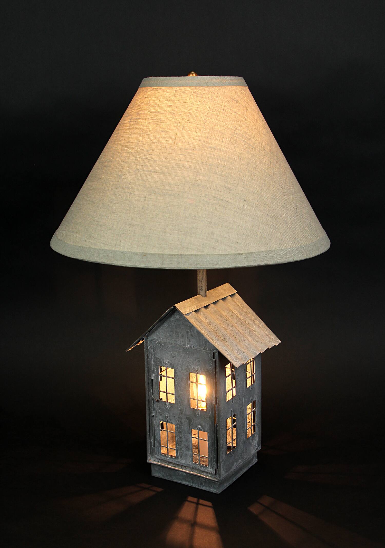 Alt View 1. Zeckos - Set of 2 Rustic Zinc Dual Table Lamps And Accent Light Farmhouse Decor - Grey.