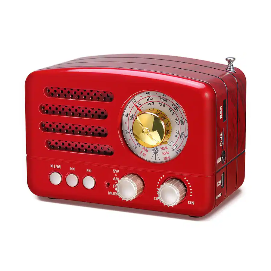 Alkx Dazzed Corner Rechargeable Portable Speaker, Retro AM/FM Radio with ...