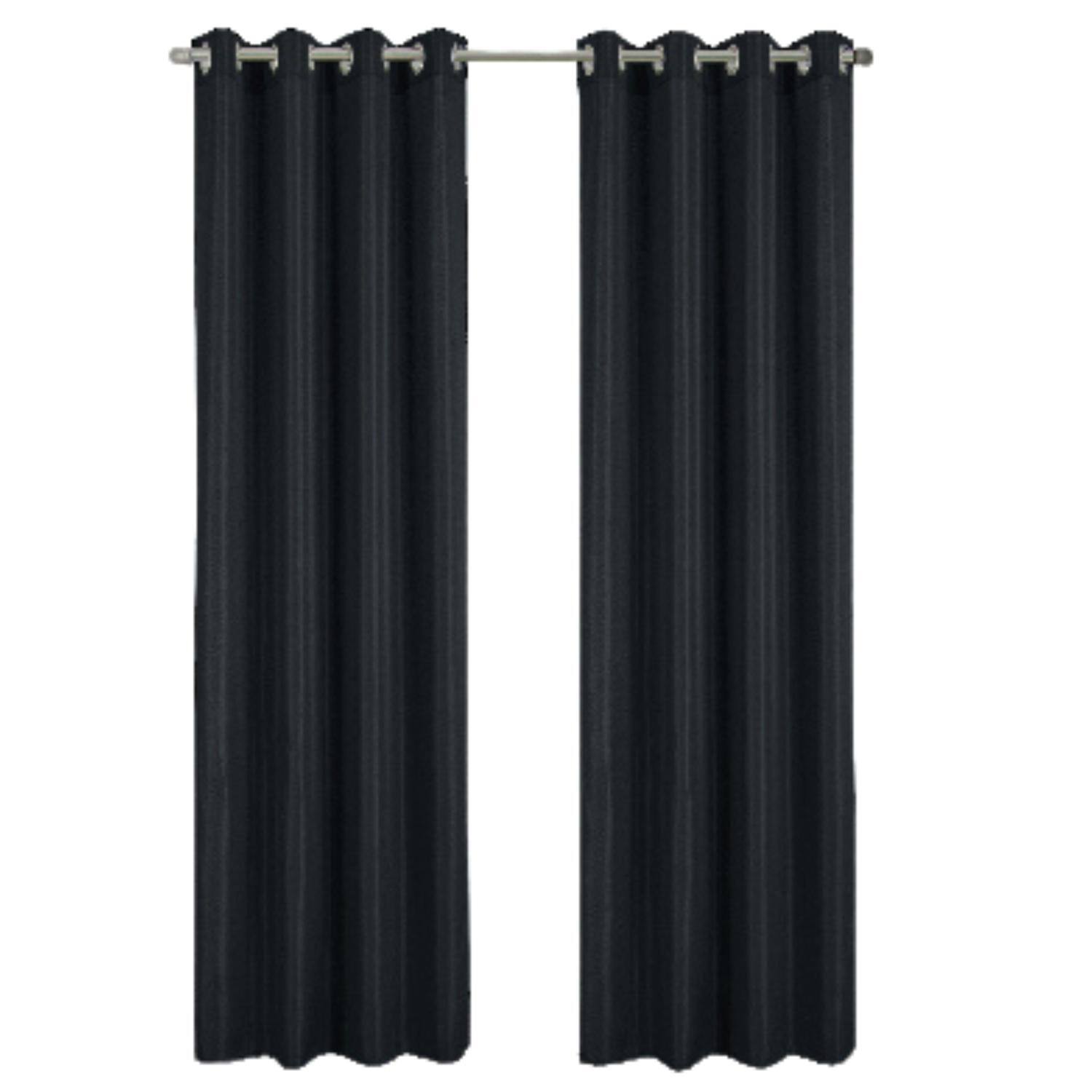 Front. RT Designers Collection - RT Designer Collection Gibson Luxurious Decorative Grommet Curtain Panel 54" x 90" Black - Black.